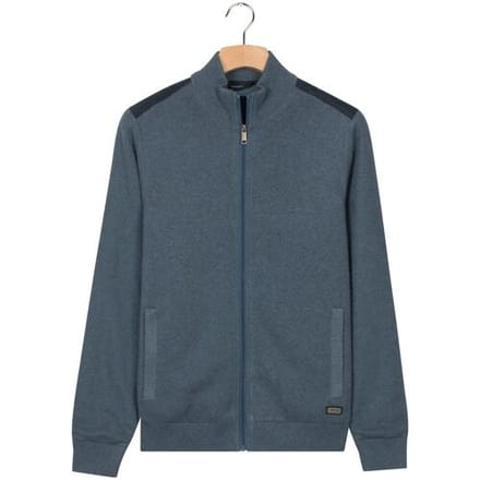 Baileys Vest Cotton Cashmere Lined Cardigan Zip Structure Knit Mid Denim Blue / male