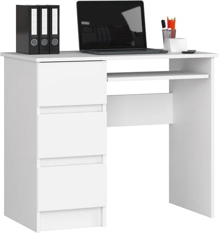Bureau met Uitschuifbaar Toetsenbordlade en 3 Lades - Compact Werkblad (B90cm)