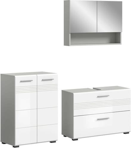 Copa badkamercombinatie wit hoogglans MDF TZ lichtgrijs NB - 32x155x190cm