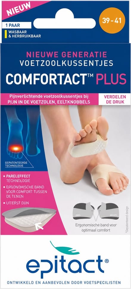 Epitact Comfortact Plus Voetzoolkussentjes - Maat 39/41 - Tegen Pijn & Eelt - 1 Paar