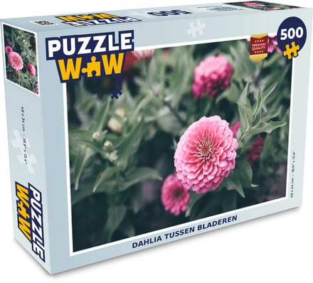 Puzzel Dahlia tussen bladeren - Legpuzzel - Puzzel 500 stukjes