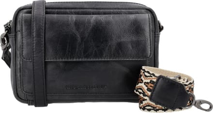Hide & Stitches Next Navajo Schoudertas Dames - Handtas voor Dames - Tas van 100% Leder - Zwart