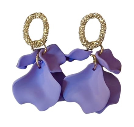 Oorbellen -Zifra -goud -paarse bladeren- lang- Charme Bijoux