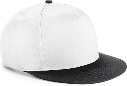 Beechfield Jeugd Unisex Retro Snapback Cap (Wit/zwart)