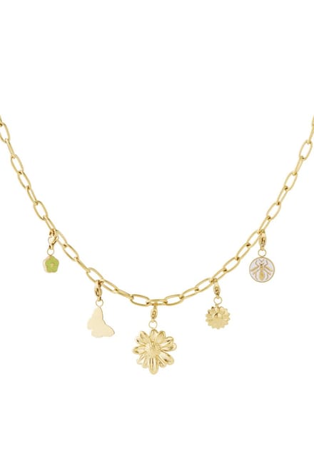 Bedelketting bloemen diy bedels stainlessteel ketting