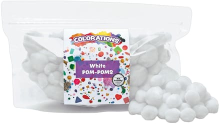 Colorations pompons wit knutselmateriaal 100 stuks - creatieve hobby.