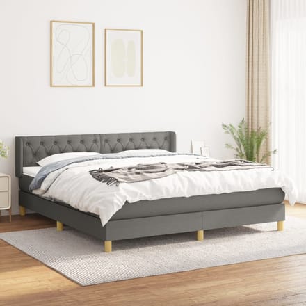 vidaXL - Boxspring - met - matras - stof - donkergrijs - 160x200 - cm
