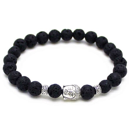 Memphis kralen armband Lavasteen Buddha Zilverkleurig