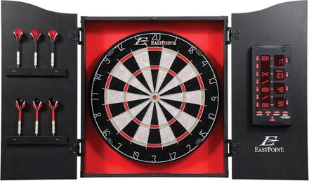 Dartbord met Kast, Elektronisch Scorebord en Zes Steeltjes