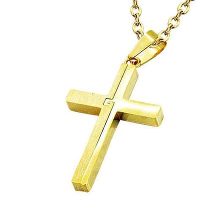 Amanto ketting Damian G - 316L Staal - Kruis - 39x24mm - 60cm