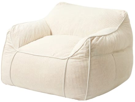 Bananair - Zitzak fauteuil - XXL poef - Ribfluweel - 100x110 cm - Gebroken wit