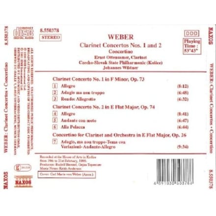 Ernst Ottensamer - Von Weber: Clarinet Concertos (CD)