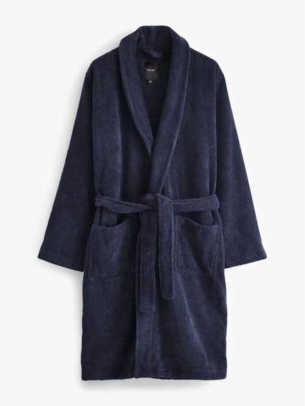 Next - Heren - Katoenen kamerjas van badstof - Blauw