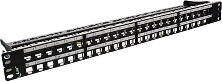 InLine® Patch panel lege plaat 48-voudig,voor RJ45 Keystone Snap-In 19/1U,zwart