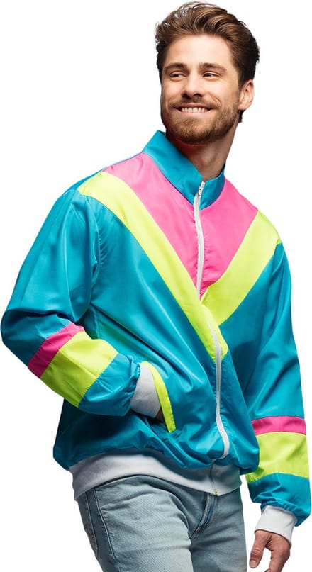 Boland - Trainingsjasje Retro dude neonblauw (L) - Volwassenen - -