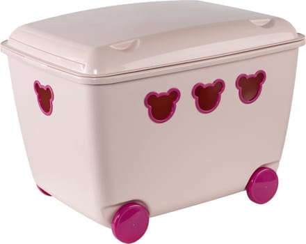 Speelgoedopberger - Grote container voor speelgoeden op wielen 55L BranQ Teddy roze