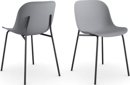 Ocean-Eetkamerstoelen set 2 gerecycled plastic grijs metalen poten