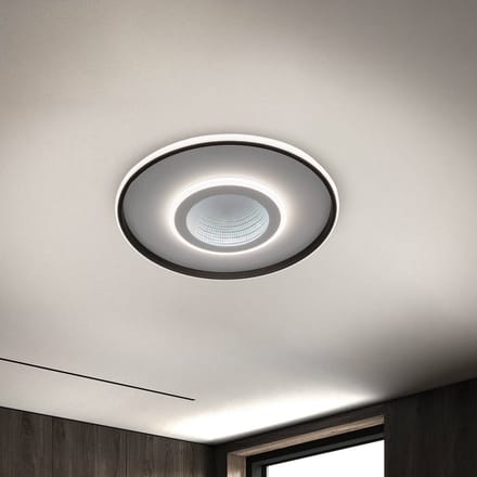 Näve Plafondlamp Redona, wit/zwart, Ø 50 cm, CCT, 3D