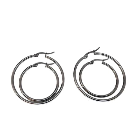 2 paar edelstaal oorring met 2 afmeting van Ø 30 en Ø 40mm.