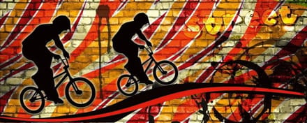 Fotobehang - Bicycle Red 375x150cm - Vliesbehang