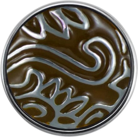 Quiges - Dames Click Button Drukknoop 18mm Planten Bruin - EBCM022