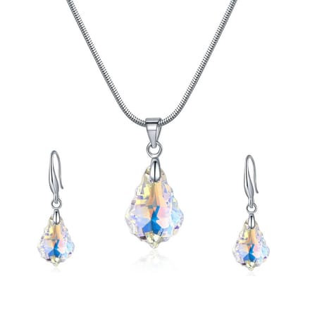 Witte Kristal Hart Oorbellen Hanger Set.