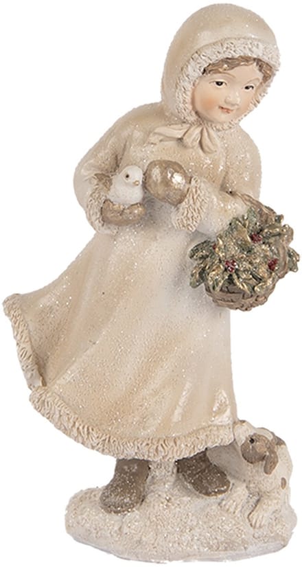 Clayre & Eef Decoratie Beeld Kind 10x7x17 cm Beige Kunststof