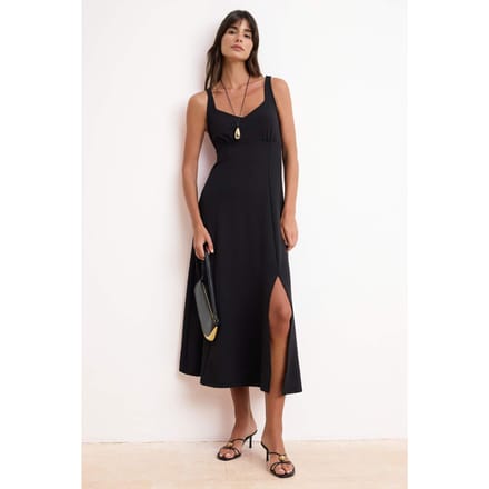 Platte, mouwloze maxi-jurk voor dames in A-lijn model