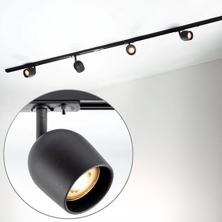 Modern 1-fase railsysteem van 1,5 meter met Day spots - plafond spots