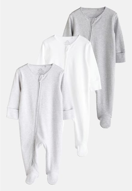 Next - Pasgeboren unisex - Set van 3 babypyjama's van 100% katoen - Grijs