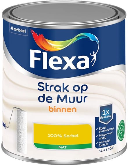 Flexa - Strak Op De Muur Binnen Mat - 100% Sorbet - Mengverf - 1 L