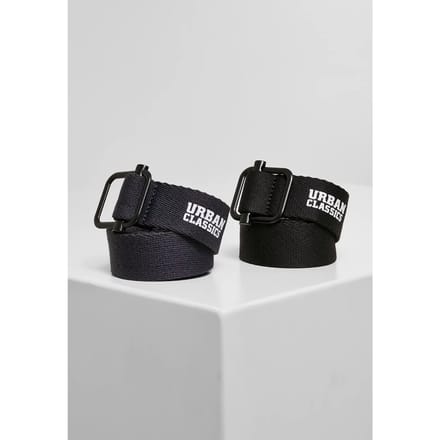Urban Classics - Industrial 2-Pack Canvas riem - S/M - Zwart/Blauw