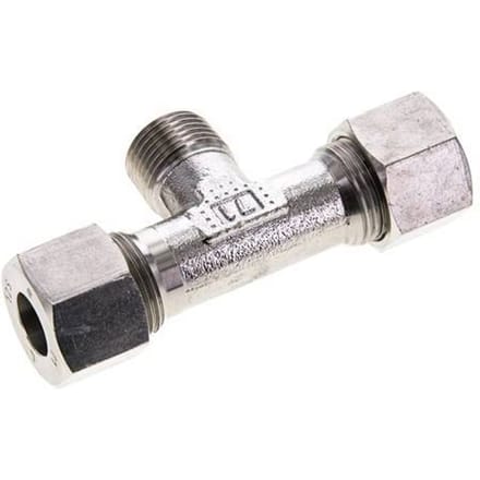 12S & M18x1.5 (con) RVS T-stuk Snijringkoppeling Buitendraad 630bar ISO 8434-1