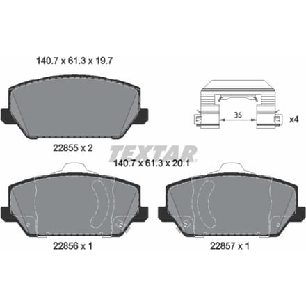 Remblokset TEXTAR 2285501, voor