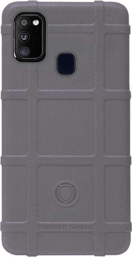 RUGGED SHIELD Rubber Bumper Case Hoesje Geschikt voor Samsung Galaxy M30s/ M21 - Grijs