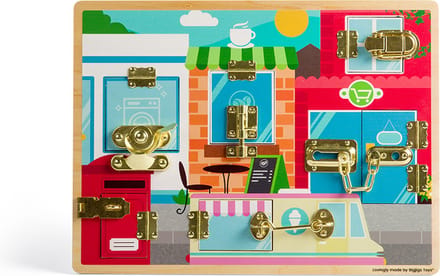 BigJigs educatief speelgoed Latches & Catches Board motoriek.