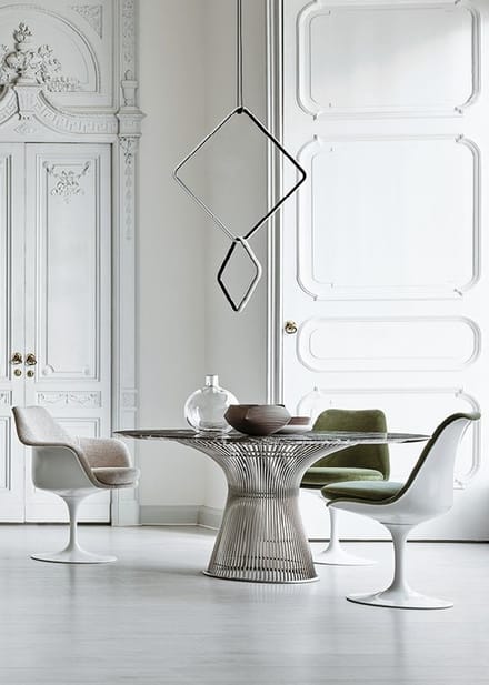 Knoll International - Platner Eettafel - Kristalglas - metallic bronze lak - transparant