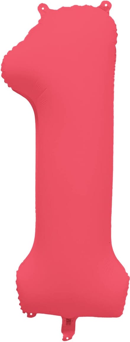 Riethmüller - Folieballon cijfer 1 - neon rood - 86 cm