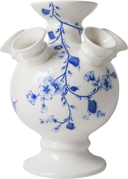 Heinen Delfts Blauw - Tulpenvaas op voet - Orchidee - Keramiek - 22 cm