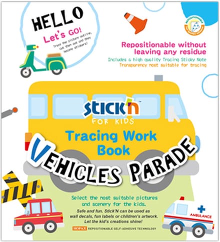 Stick'n Voertuigen Tekenboek - Stickerboek - Creatief - Educatief Speelgoed - Voor Kinderen