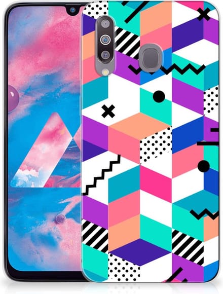 Samsung Galaxy M30 TPU Hoesje Blokken Kleurrijk