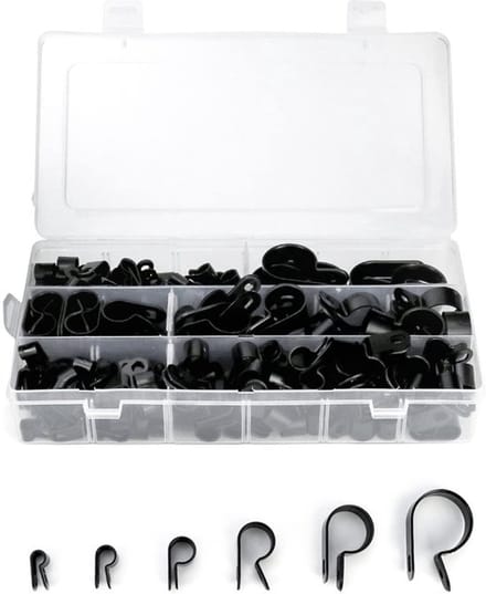 Kabels beheren met 200 zware nylon p-clips, kleur zwart