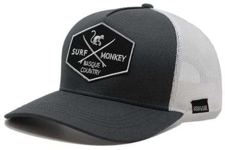 Surf Monkey - Trucker Cap - 5 Panel - One Size - Organisch Cotton - Witgrijs