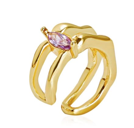 Ear cuff met lila steentje | goud gekleurd