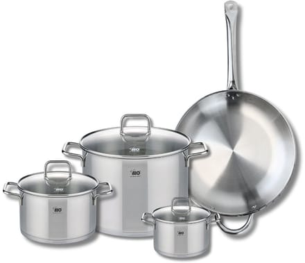 Set van 1 Koekenpan 32 cm en 3 kookpotten 14, 20 en 26 cm Elo Profi Citrin