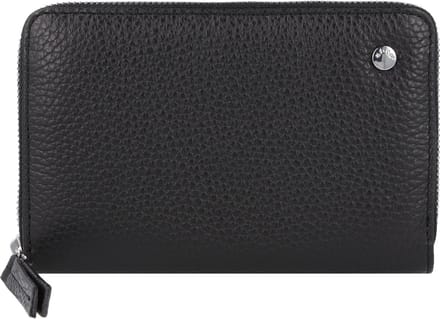 abro Leren Portemonnee Leather Adria Zip Wallet Black / Nickel Zwart