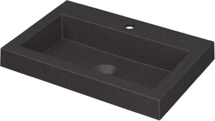INK® Dock wastafel quartz met 1 kraangat, 60x6x40cm, quartz zwart