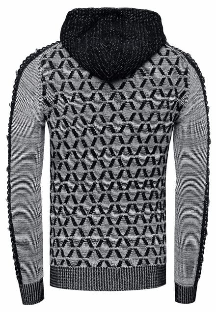 Contrasterende grof gebreide hoodie met 1/2 rits