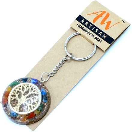 Sleutelhanger - Edelstenen Chakra Levensboom - Orgonite Power