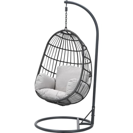 Garden Impressions Fargo wicker hangstoel eivorm carbon black earl grijs